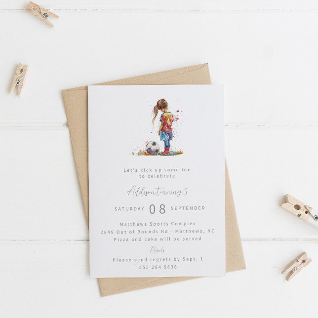 Girl Soccer Birthday Party Invitation (Creator Uploaded)