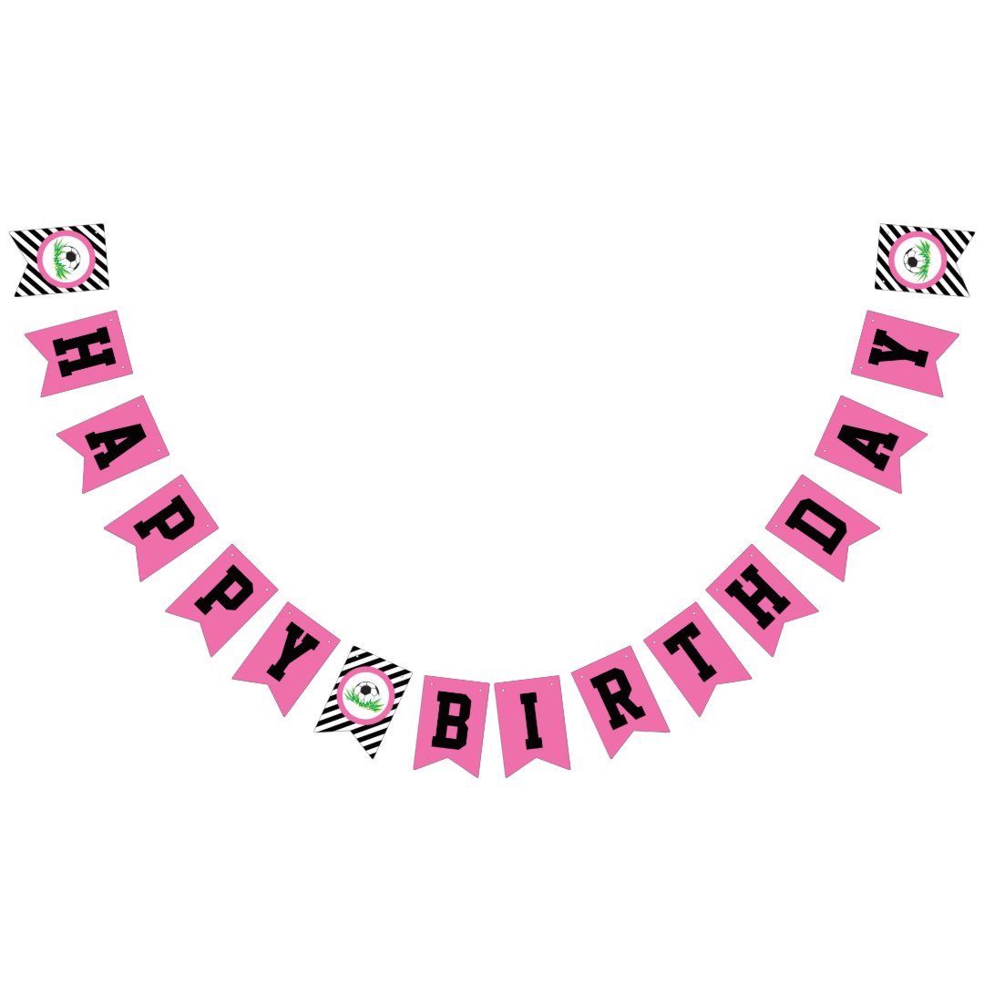 Girl Soccer Birthday Party Pennant Banner | Zazzle