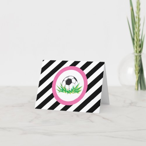 Girl Soccer Birthday Thank You Note Cards
