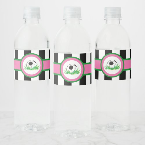 Girl Soccer Birthday Water Bottle Labels