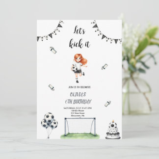 GIRL SOCCER FOOTBALL BIRTHDAY INVITATION