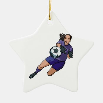Girl Soccer Goalie Graphic Ceramic Ornament by sports_shop at Zazzle