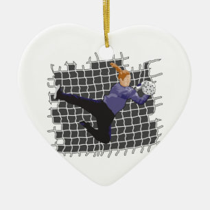 girl soccer goalie save ceramic ornament