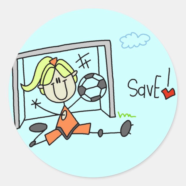 Girl Soccer Goalie Tshirts and Gifts Classic Round Sticker (Front)