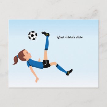 Girl Soccer Invitation For A Match Postcard by ArtbyMonica at Zazzle