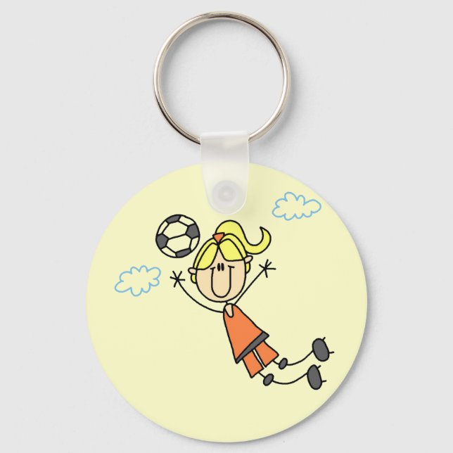Girl Soccer Jump Tshirts and Gifts Keychain (Front)