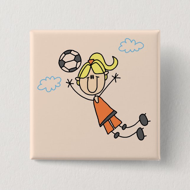 Girl Soccer Jump Tshirts and Gifts Pinback Button (Front)