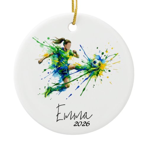 girl soccer ornament, soccer ornament,soccer lover ceramic ornament