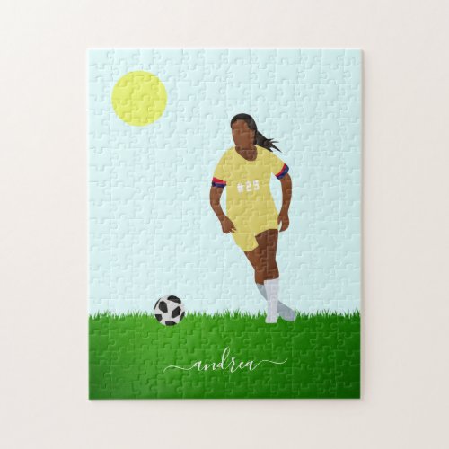 Girl Soccer Player Illustration Name Jersey Number Jigsaw Puzzle