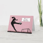 Girl Soccer Player Kicking A Ball For Birthday Card at Zazzle