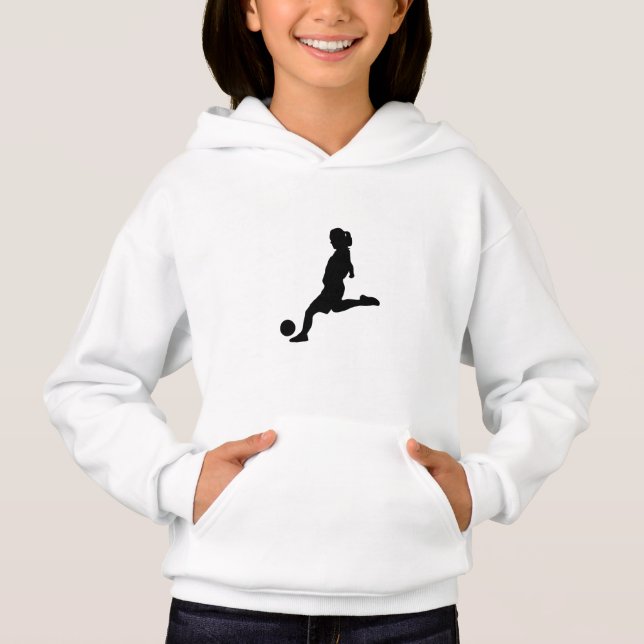 Girl Soccer Player Silhouette Hoodie (Front)