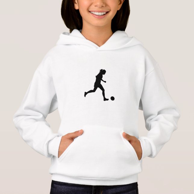 Girl Soccer Player Silhouette Hoodie (Front)