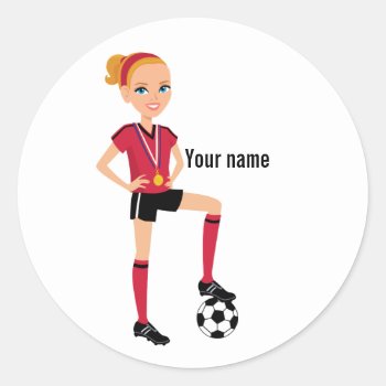 Girl Soccer Player Sticker by ArtbyMonica at Zazzle