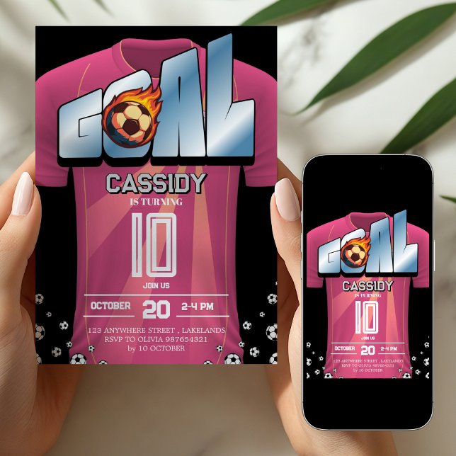 Girl Soccer Shirt Birthday Party Invitation (Creator Uploaded)