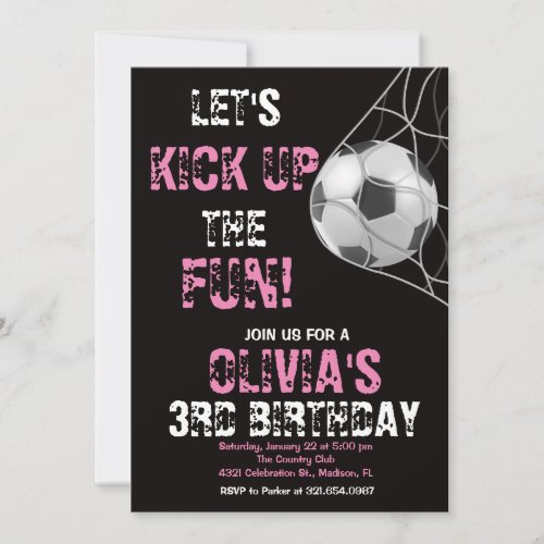 Girl Soccer Sports Game Birthday Party Invitation