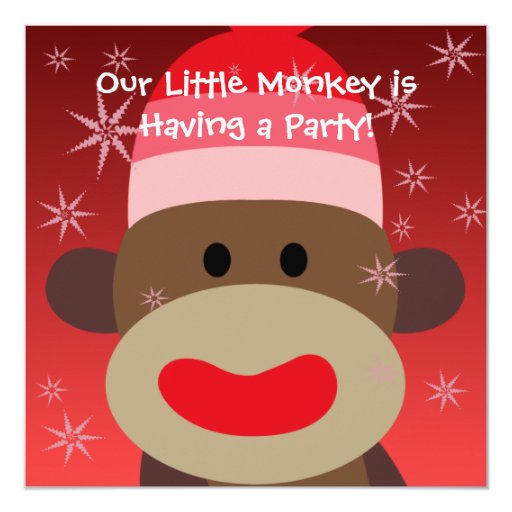 Sock Monkey Birtgday Invitations Template 4