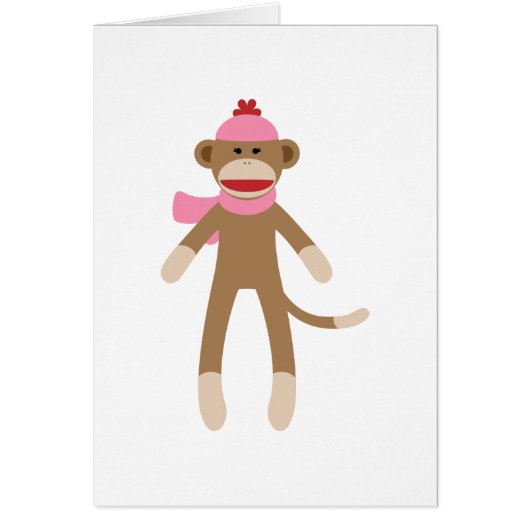 girl sock monkey cards (Front)