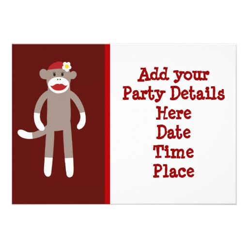 Sock Monkey Birtgday Invitations Template 9