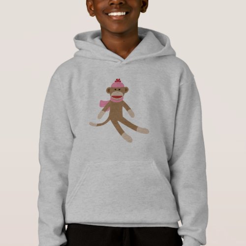 girl sock monkey hoodie sweatshirt greygray