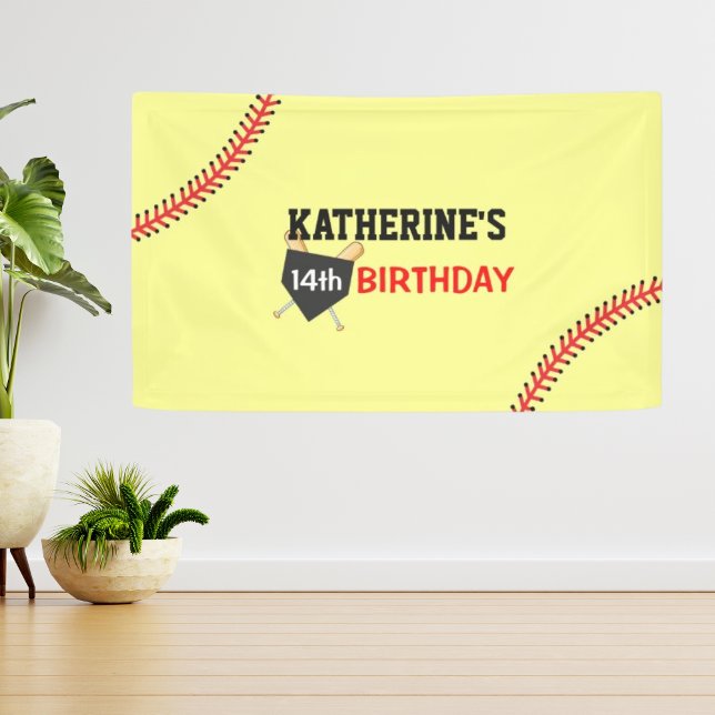 Girl Softball Birthday Party Backdrop Banner (Girl Softball Birthday Party Backdrop Banner)