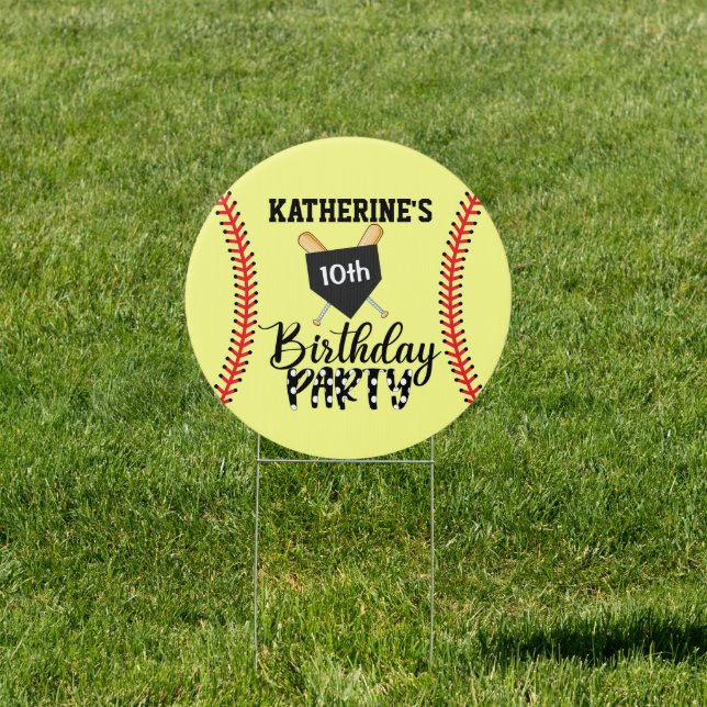 Girl Softball Birthday Party Yard  Sign (Insitu)