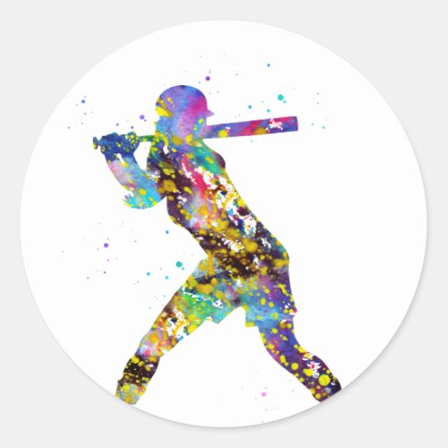 Girl Softball Player Classic Round Sticker