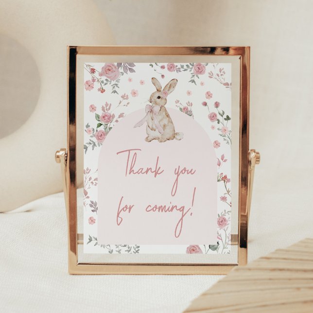 Girl Some Bunny Baby Shower Thank you for Coming Poster (Pink Some Bunny Baby Shower Thank you for Coming Sign)