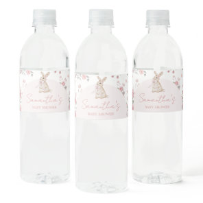 Girl Some Bunny Baby Shower Water Bottle Label