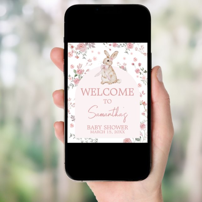 Girl Some Bunny Baby Shower Welcome Poster (Front Digital)