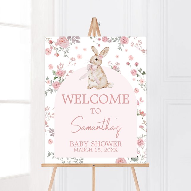Girl Some Bunny Baby Shower Welcome Poster (Pink Some Bunny Baby Shower Welcome Sign)