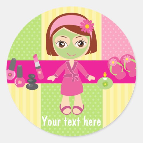Girl Spa Birthday Party Guest Favor Classic Round Sticker