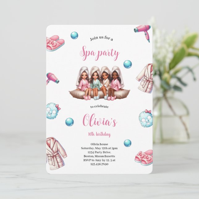 GIRL SPA PARTY INVITATION (Standing Front)