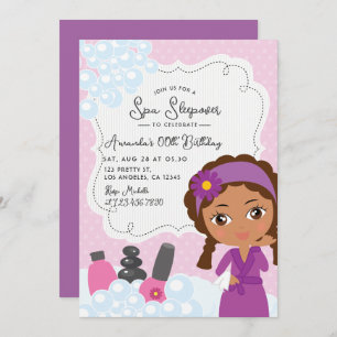 Girl Spa Sleepover Birthday Party Invitation