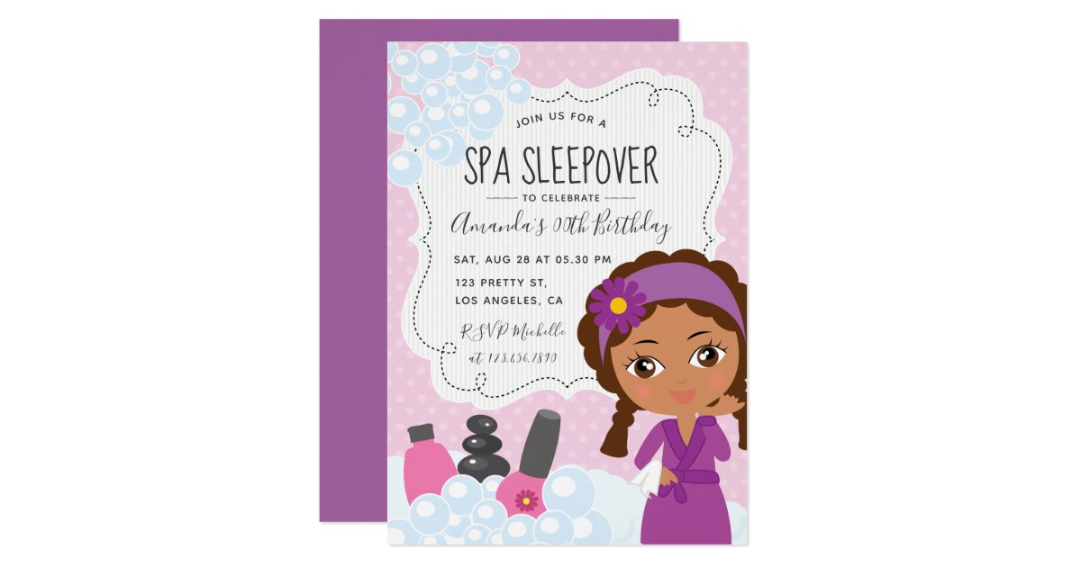 Girl Spa Sleepover Birthday Party Invitation Zazzle Com