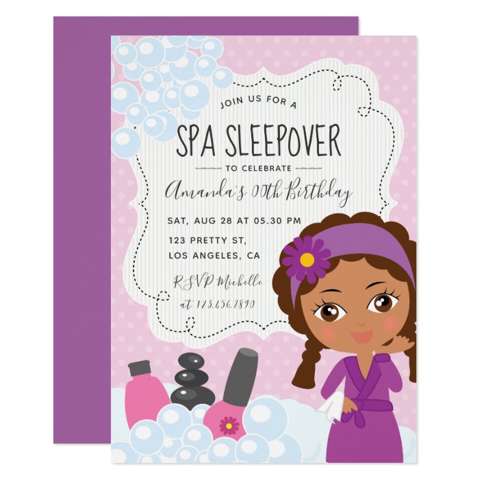 Spa Sleepover Birthday Party Invitation Zazzle Spa Sleepover Birthday Party Invitation