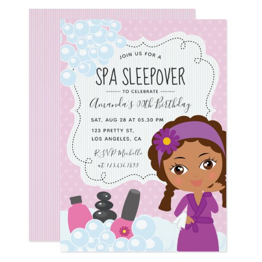 Girl Spa Sleepover Birthday Party Invitation 