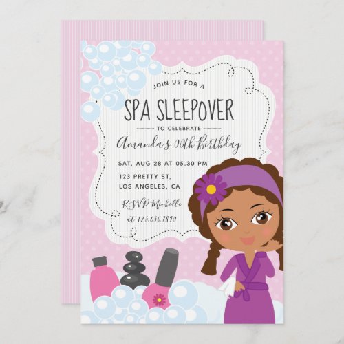 Girl Spa Sleepover Birthday Party Invitation