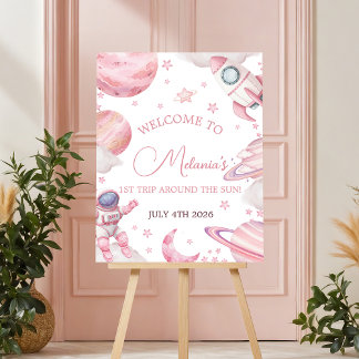 Girl Space 1st Trip Around the Sun Welcome Foam Board