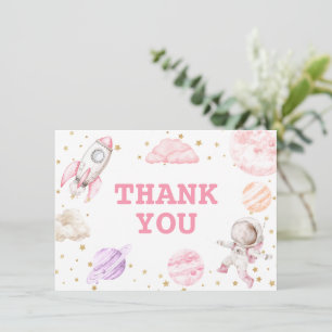 Girl Space Birthday Thank You Card