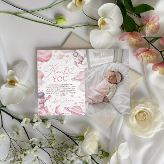 Girl Space Photo Thank You Card