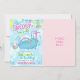 Girl splash pad water park birthday invite. invitation
