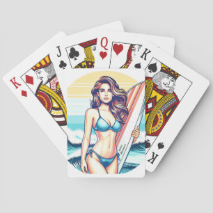 Girl Sport & Surfing Poker Cards