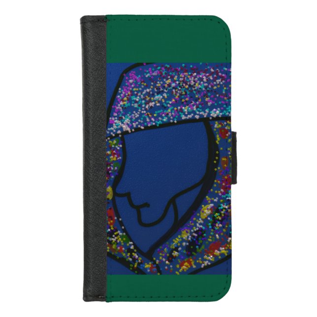 Girl Spotted Glitter Print Hair  iPhone Wallet Case (Front)