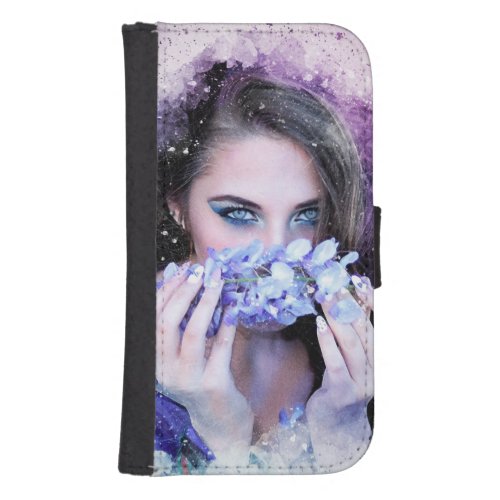 Girl Spring Flowers Galaxy S4 Wallet Case