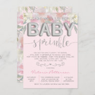 Girl Sprinkle Baby Shower Watercolor Foil Balloons Invitation