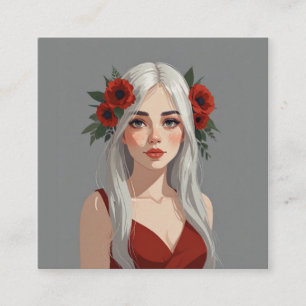 girl square business card