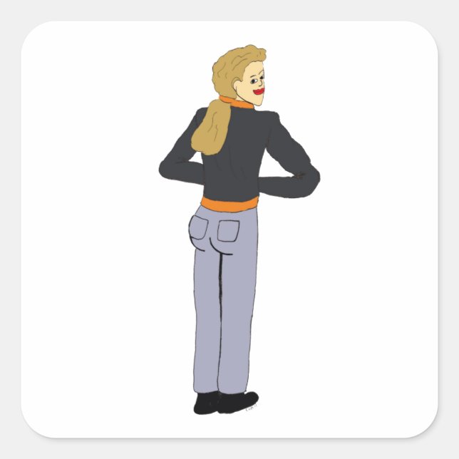 girl   square sticker (Front)