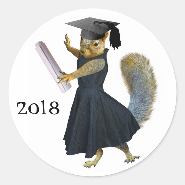 Girl Squirrel Grad 2018 Sticker (Front)