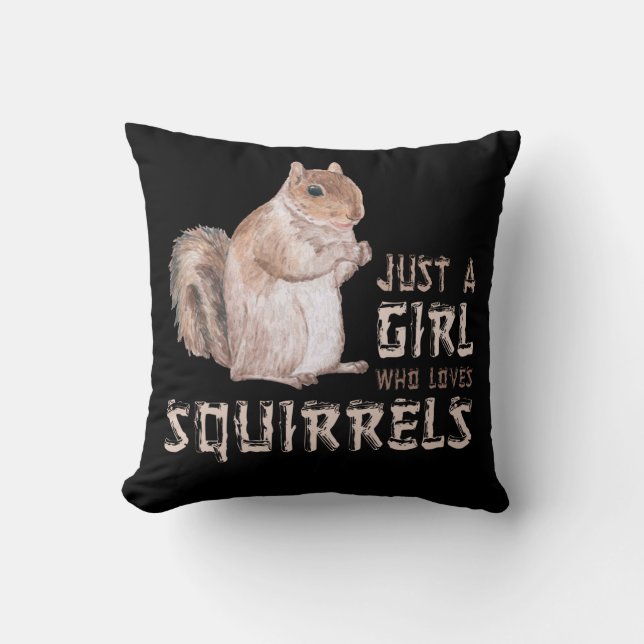 Girl Squirrel Lover Throw Pillow (Front)