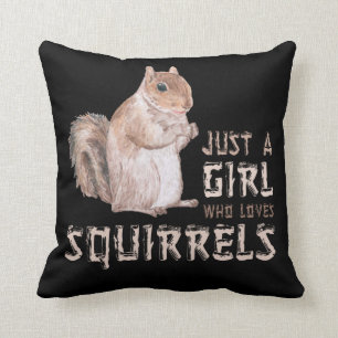 Girl Squirrel Lover Throw Pillow